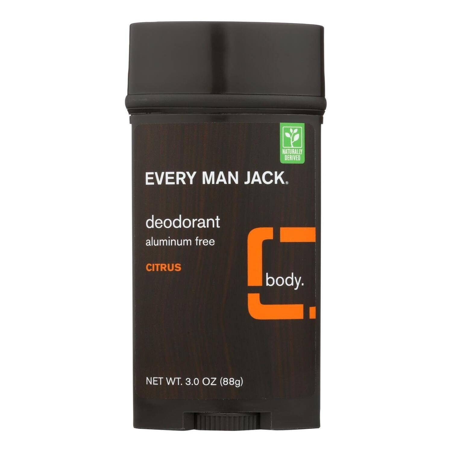 Every Man Jack Body Deodorant - Citrus - Aluminum Free - 3 oz