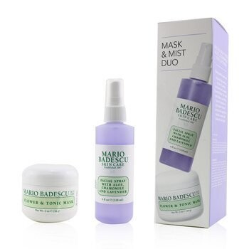 Lavender Mask &amp; Mist Duo Set: Flower &amp; Tonic Mask 2 oz + Facial Spray With Aloe, Chamomile And Lavender 4oz  2pcs