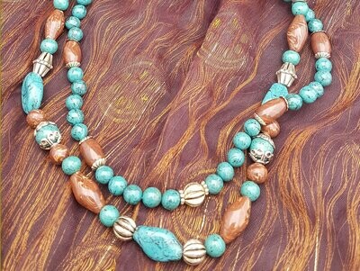 Ketting Turquoise & Brown (verkocht)