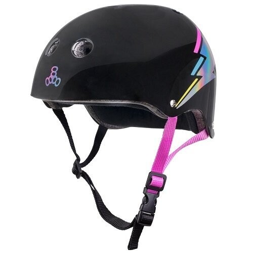 Casco Triple 8 Sweatsaver Certificado Black lightning Hologram