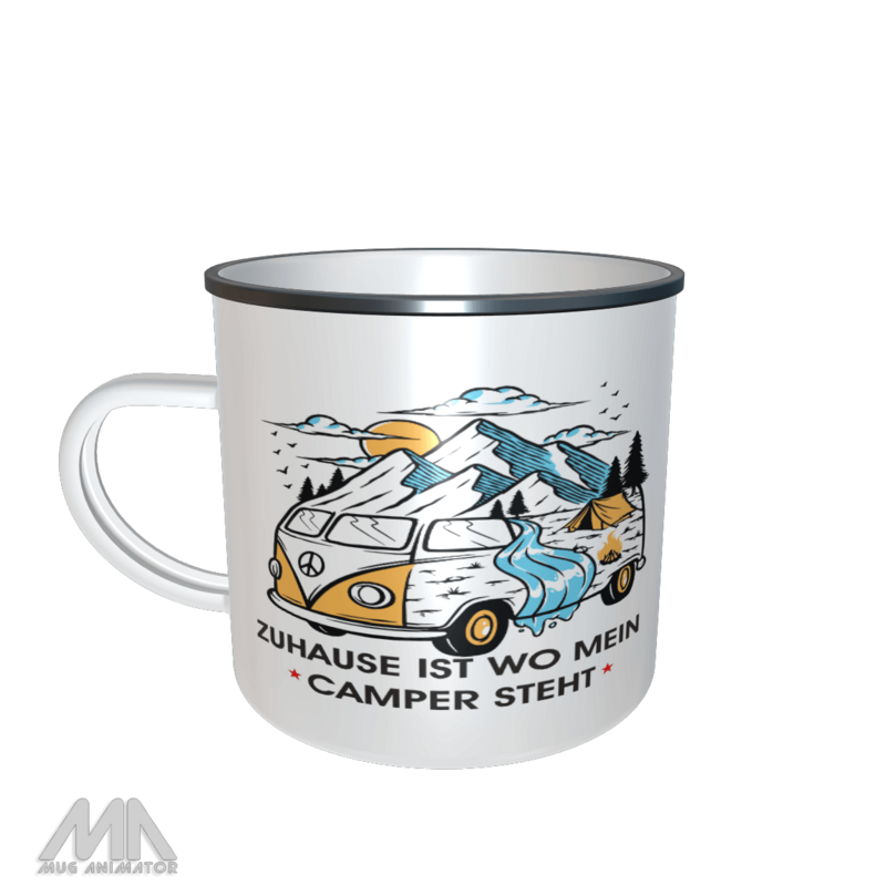 Emaille Tasse ZuHause Camper