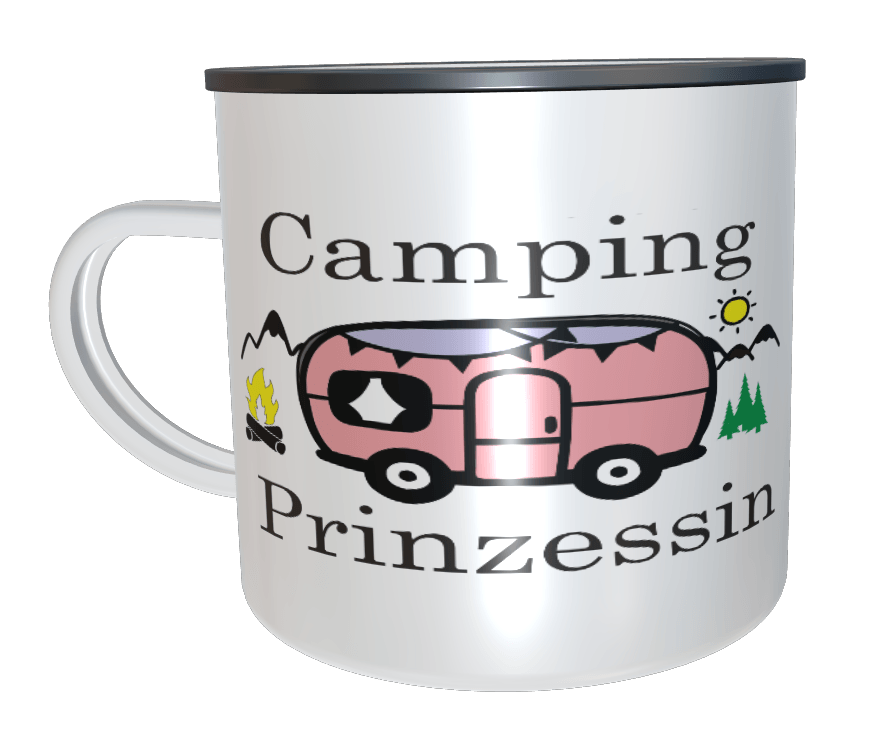 Emaille Tasse Camping Prinzessin