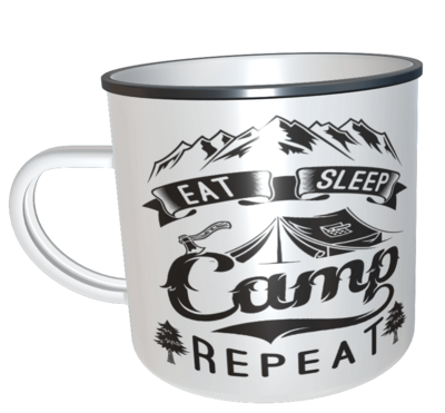 Emaille Tasse Eat Sleep Camping