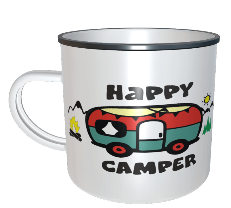 Emaille Tasse  Happy Camper