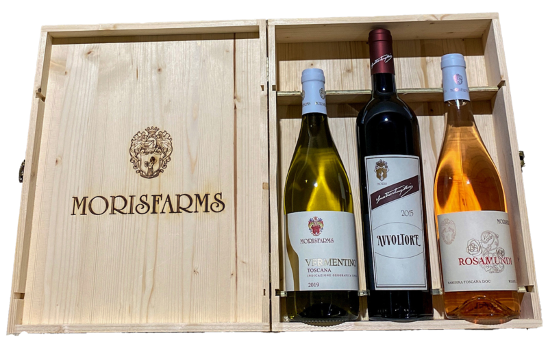 Morisfarms Wooden Box for 3 Bottles