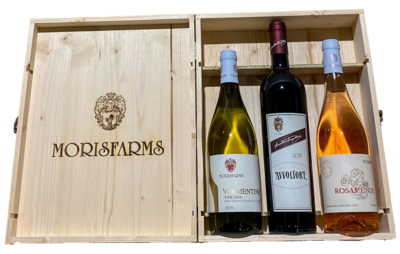 Morisfarms Wooden Box for 3 Bottles