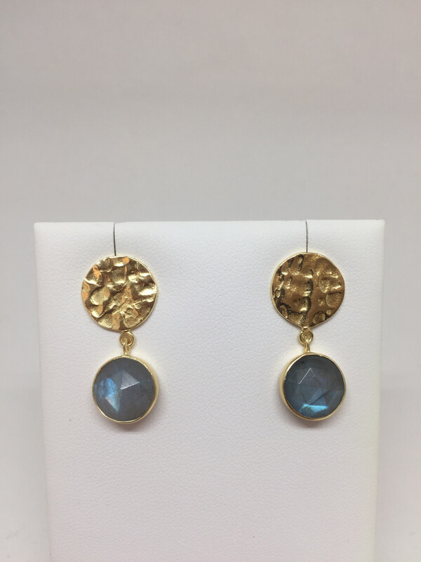 Boucles d’oreilles argent 925 doré labradorite 