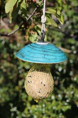Vogel-Futterschirm aus Keramik türkis klein