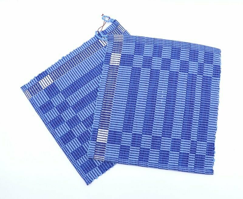 Topflappen-Paar, blau Bordüre Topflappen-Paar, blau Bordüre