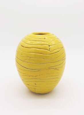 Vase gelb aus Keramik, Blumenvase