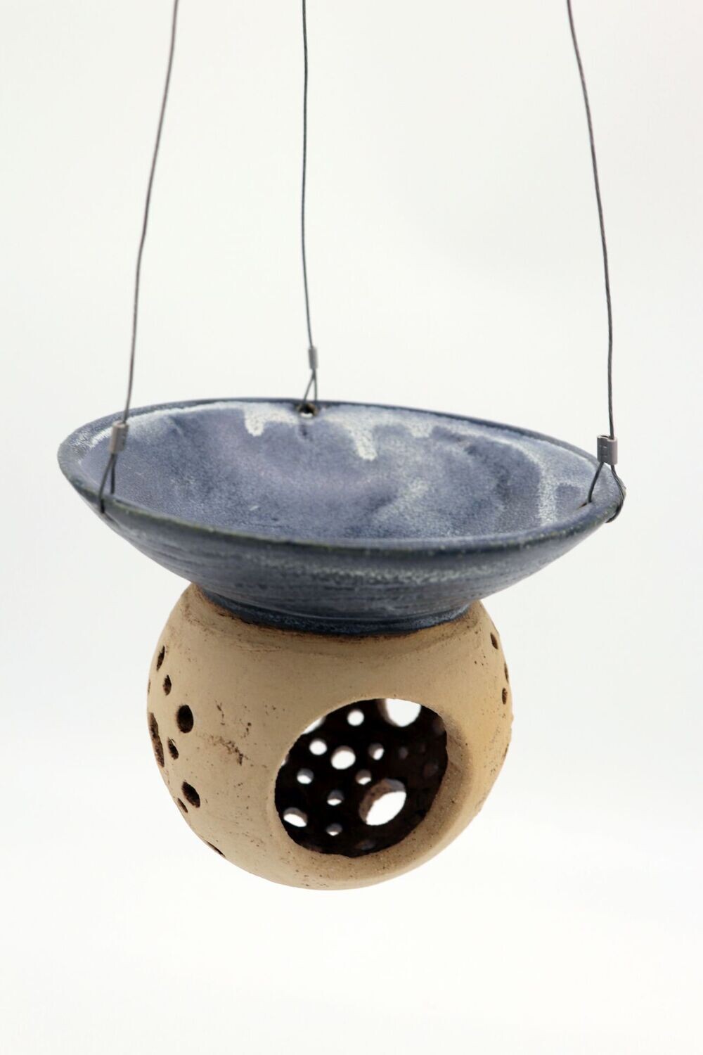 Duftlampe mit Lichtkugel aus Keramik natur/blau