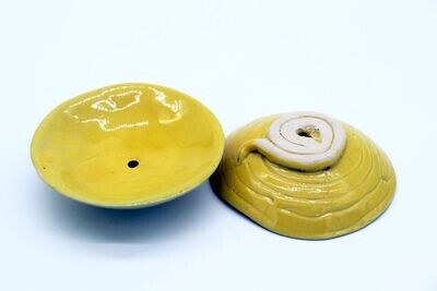 Seifenschale rund aus Keramik gelb