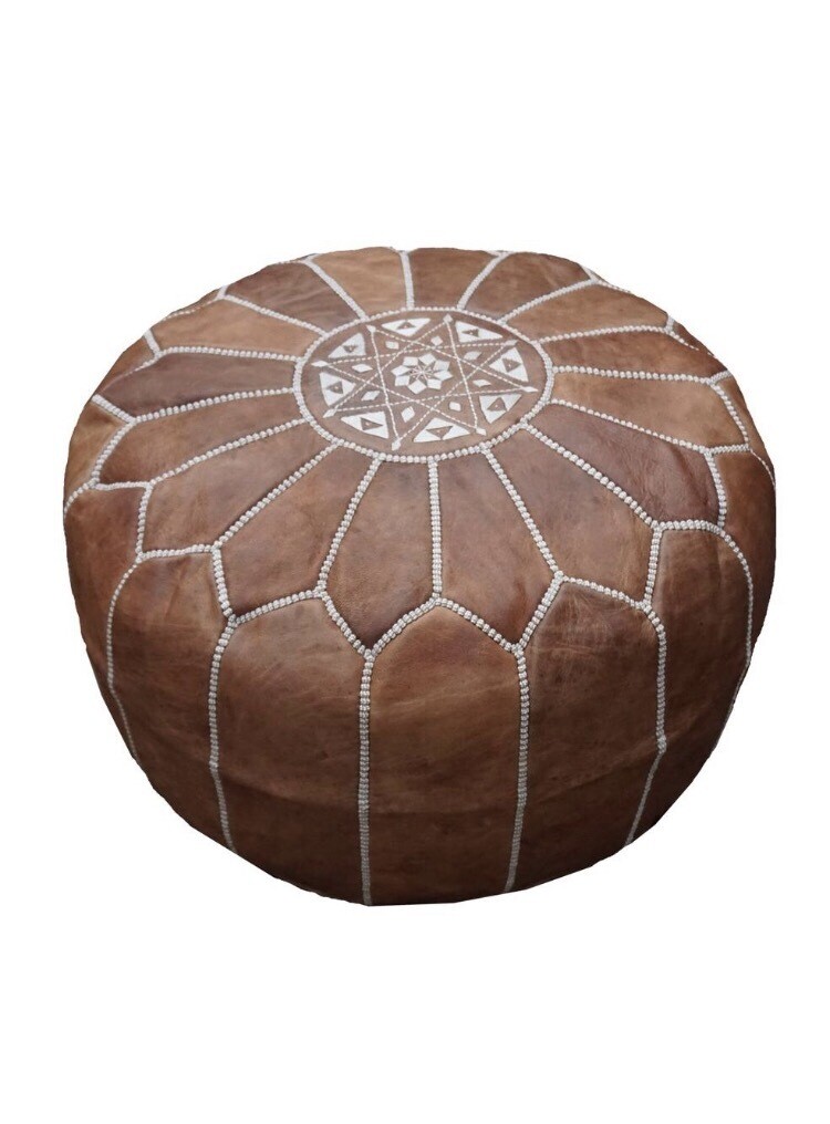 Dark Tan Moroccan Pouf