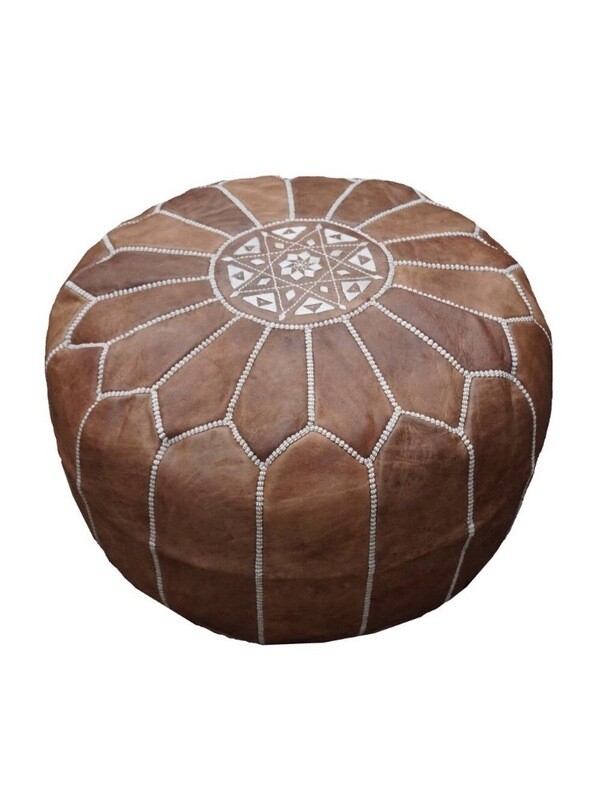 Dark Tan Moroccan Pouf