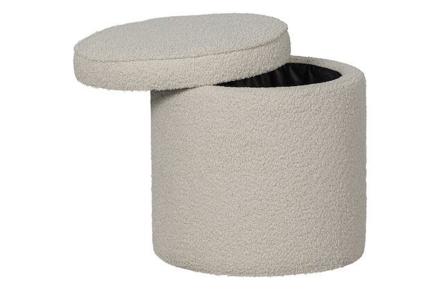 Hocker Sonu mit Stauraum Bouclé natur