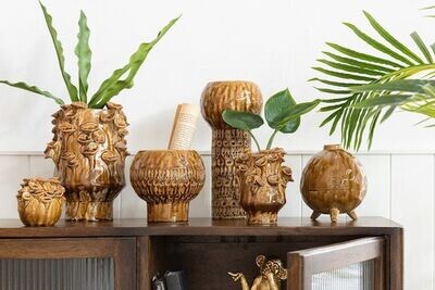 Vase Vintage Keramik ocker