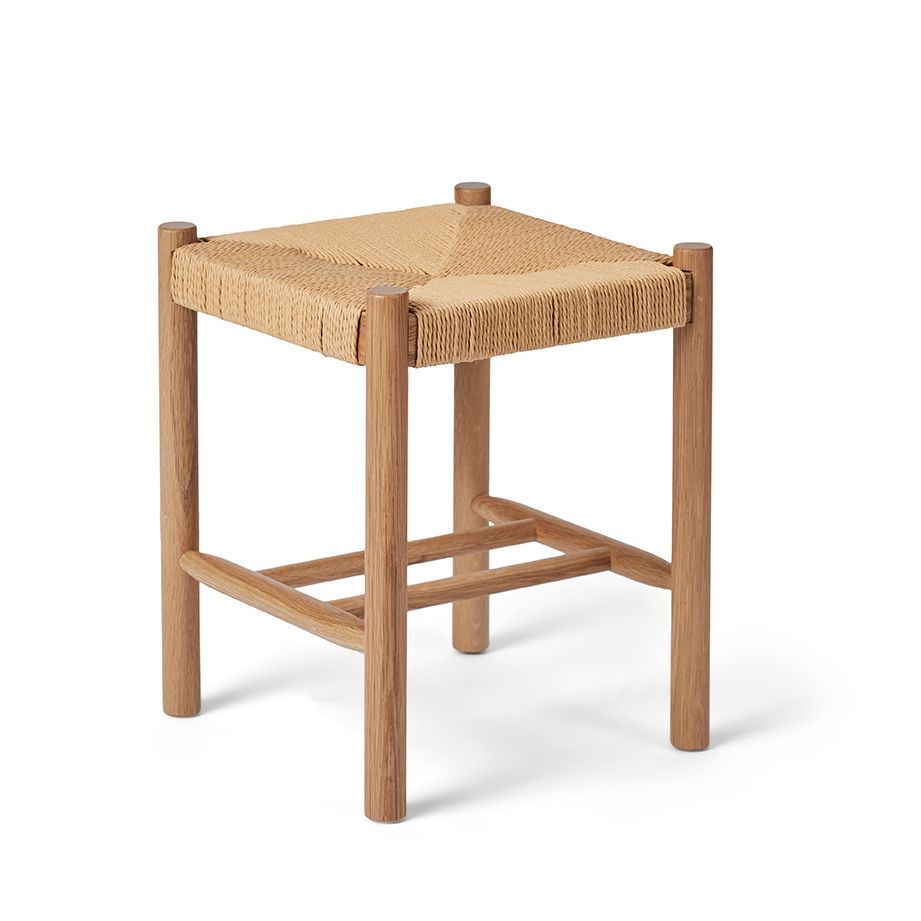 Hocker Taburet Eiche + Geflecht