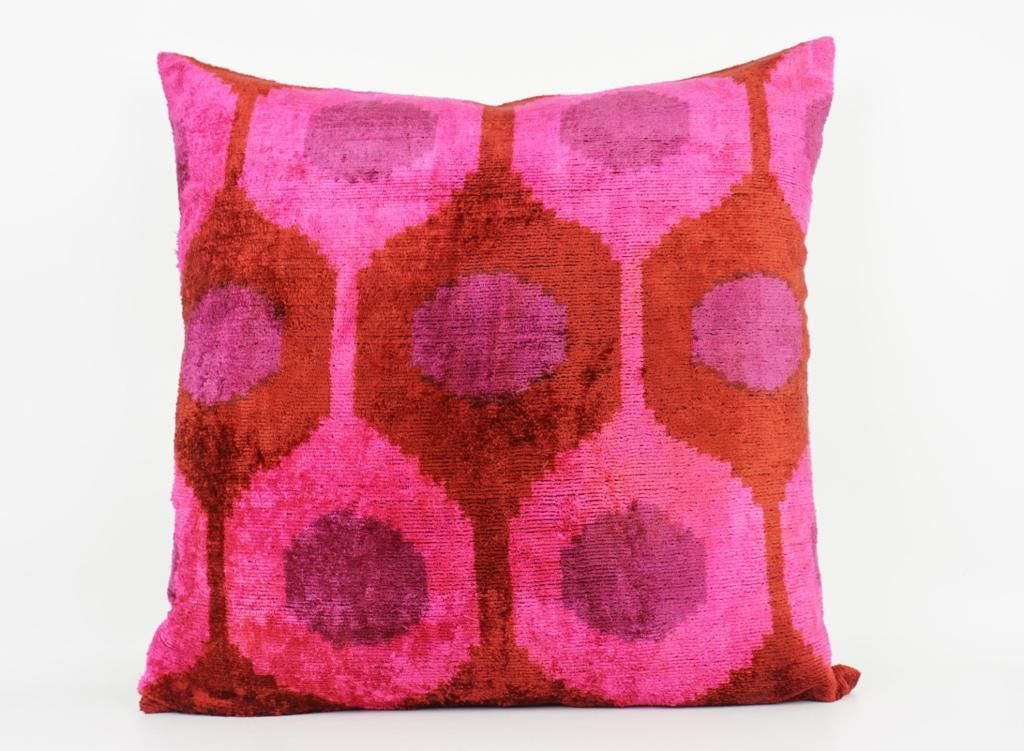 Kissenhülle Ikat „HANDMADE SILK/VELVET“ rosa-pink 50x50cm