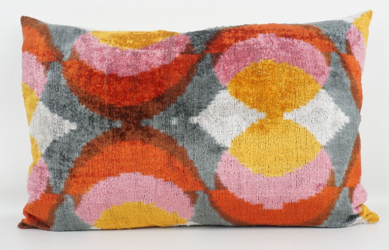 Kissenhülle Ikat „HANDMADE SILK/VELVET“ rosé-gelb 40x60cm