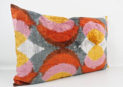 Kissenhülle Ikat „HANDMADE SILK/VELVET“ rosé-gelb 40x60cm