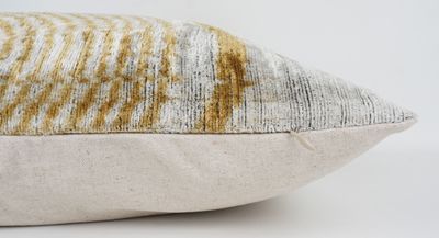 Kissenhülle Ikat „HANDMADE SILK/VELVET“ gelb/gold/grün 40x60cm
