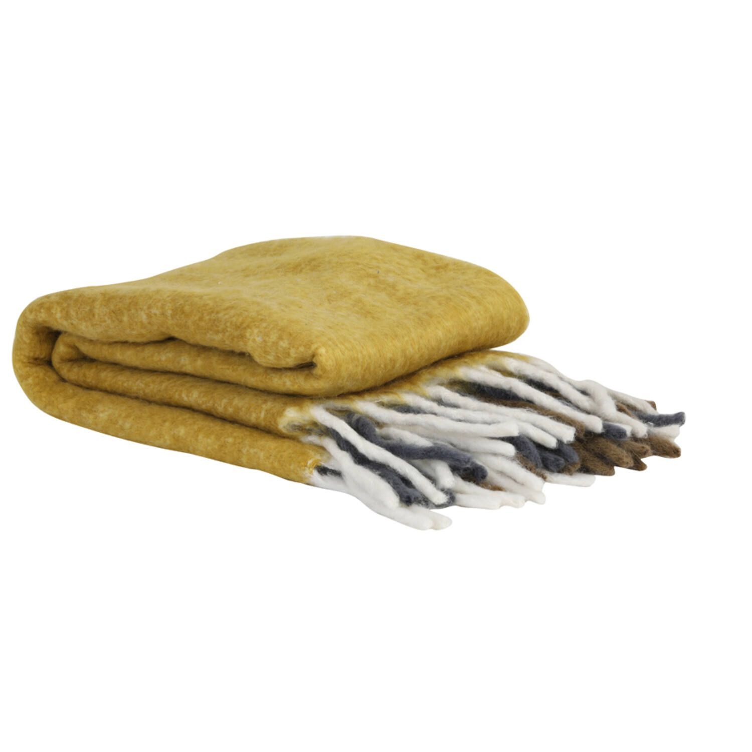 Decke Plaid Anoki ocker gelb-grau