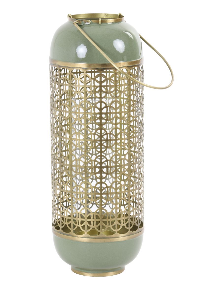 Windlicht ROHIT H44cm Metall salbei-grün gold