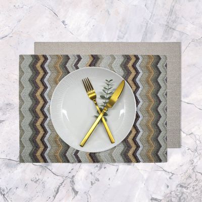 Tischset 6er Set rechteckig Zickzack taupe