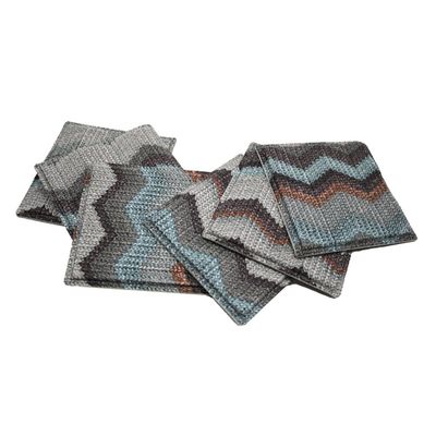Glasuntersetzer 6-er Set Zickzack Muster blau
