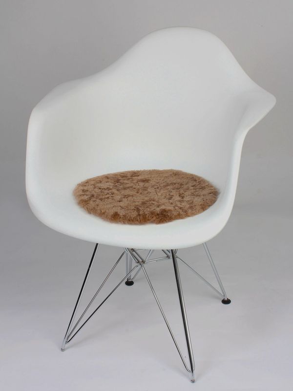 Sitzkissen Schaffell coffee-braun kurz gelockt D35cm