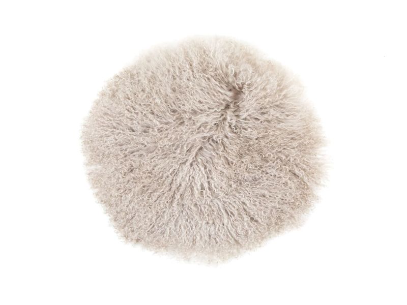 Sitzkissen Schaffell beige Tibetische Lang Wolle D35cm