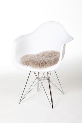 Sitzkissen Schaffell beige Tibetische Lang Wolle D35cm