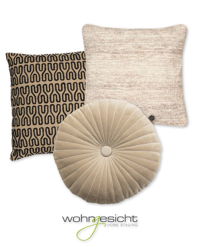 Kissen-Set beige-rund-Muster