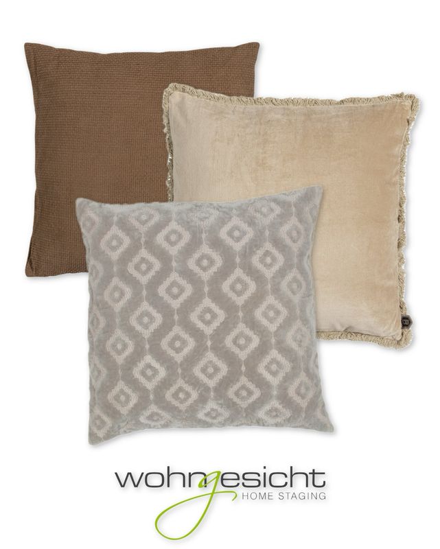 Kissen-Set 3-teilig beige-braun-Muster