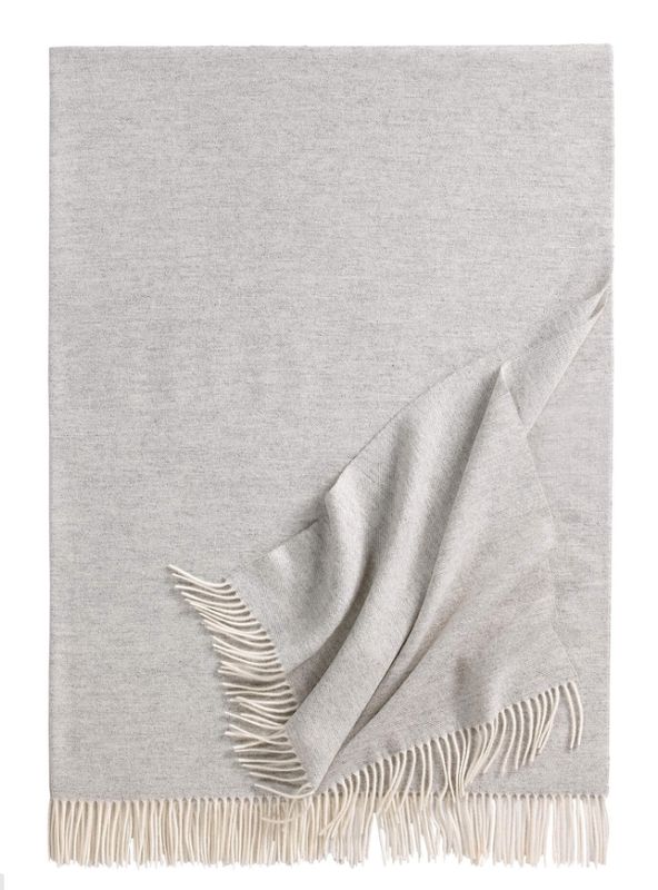 Plaid BOSTON Wolle 130x200 cm silber