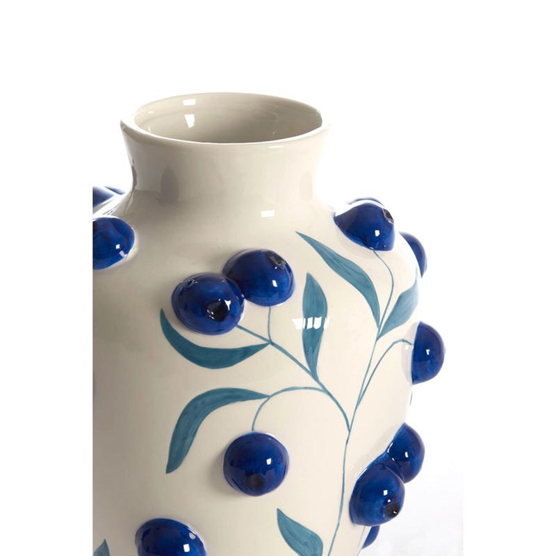 Vase Blaubeere Keramik blau-weiß