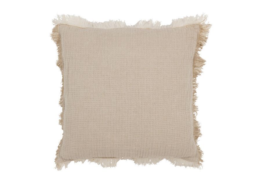 Kissen Fransen Musselin Dunkel Beige