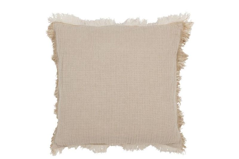 Kissen Fransen Musselin Dunkel Beige
