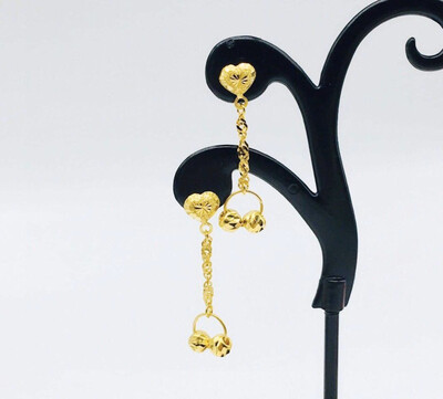 916 Gold Fancy Dangling Earring - Push Stud 