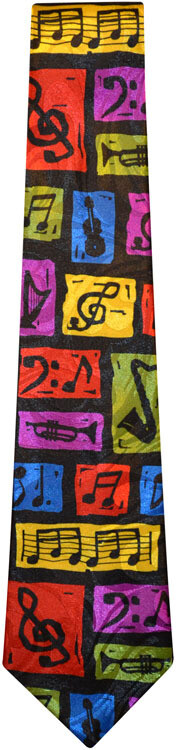 Colorful Music Notes and Instruments Tie