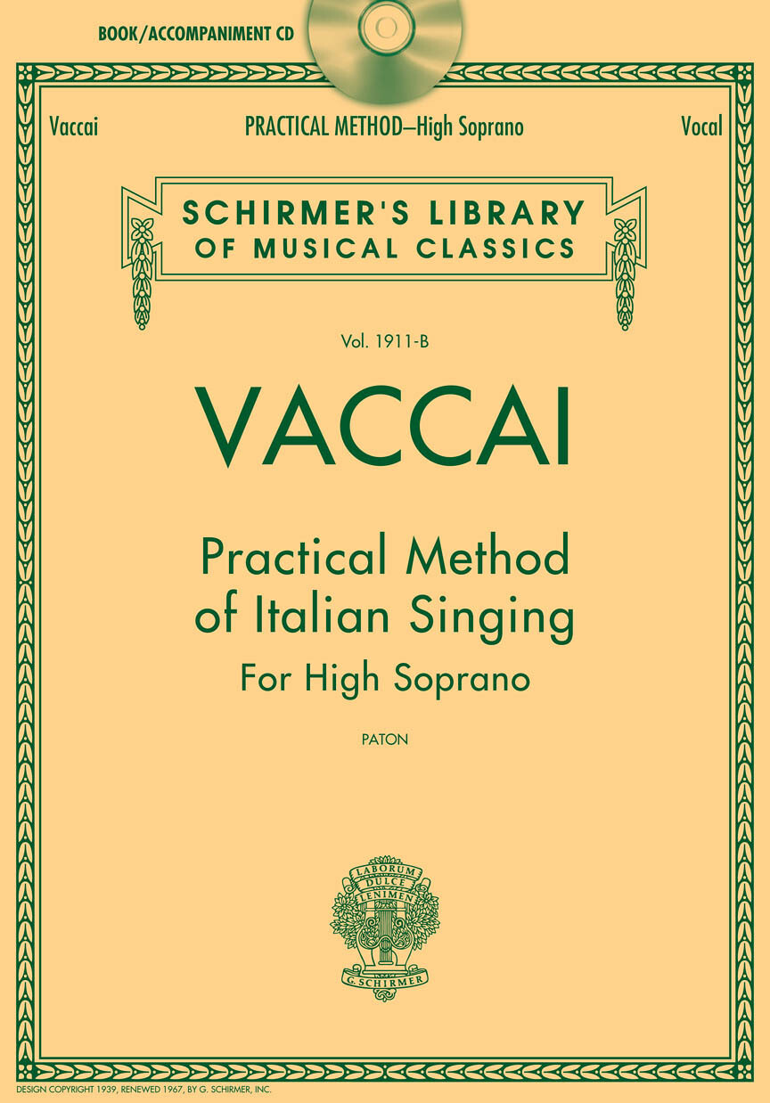Vaccai: Practical Method of Italian Singing - High Voice with Accompaniment CD