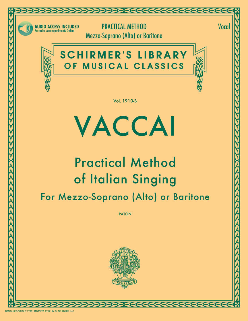 Vaccai: Practical Method of Italian Singing - 
Mezzo-Soprano (Alto) or Baritone