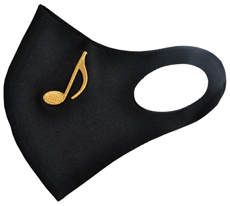 Music mask - black with gold eighth note