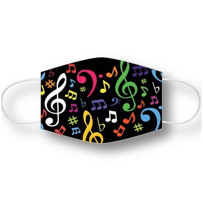 Music mask - black with multi-color notes
