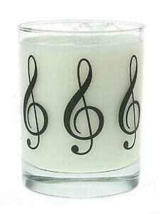 Glass tumbler with G clefs