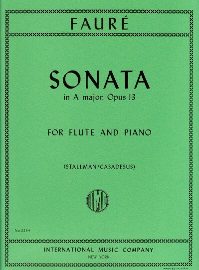 Sonata in A Major, Opus 13 - arranged for flute and piano