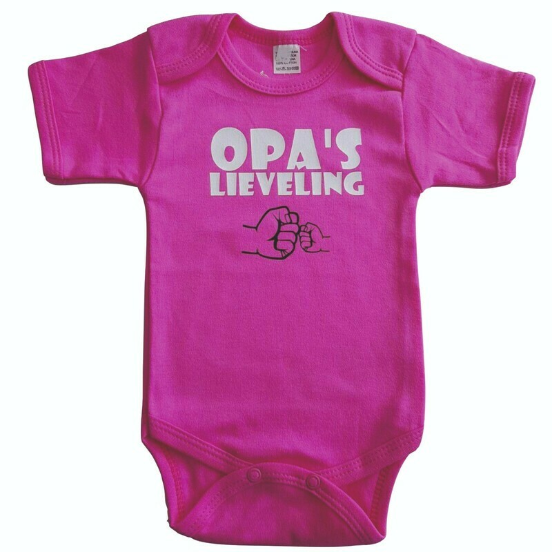 Roze romper met "Opa's lieveling" - maat 68