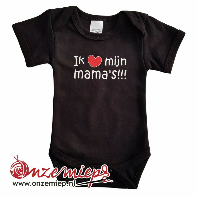 Zwarte romper met "Ik hou van mijn mama's"