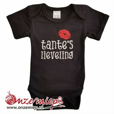 Zwarte romper met &quot;Tante&#39;s lieveling&quot; - maat 80