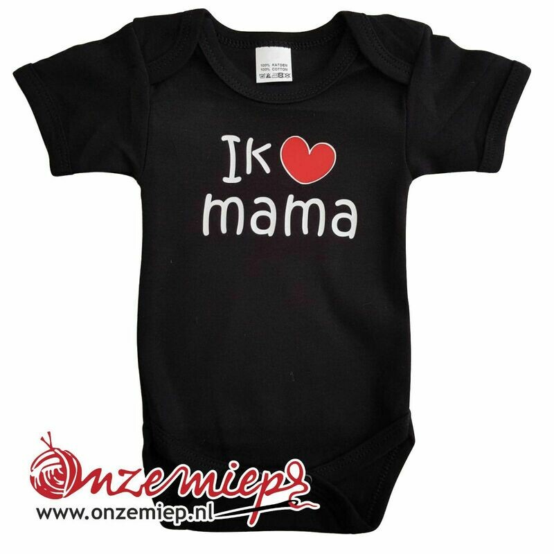 Zwarte romper met &quot;Ik hou van mama&quot; - maat 68